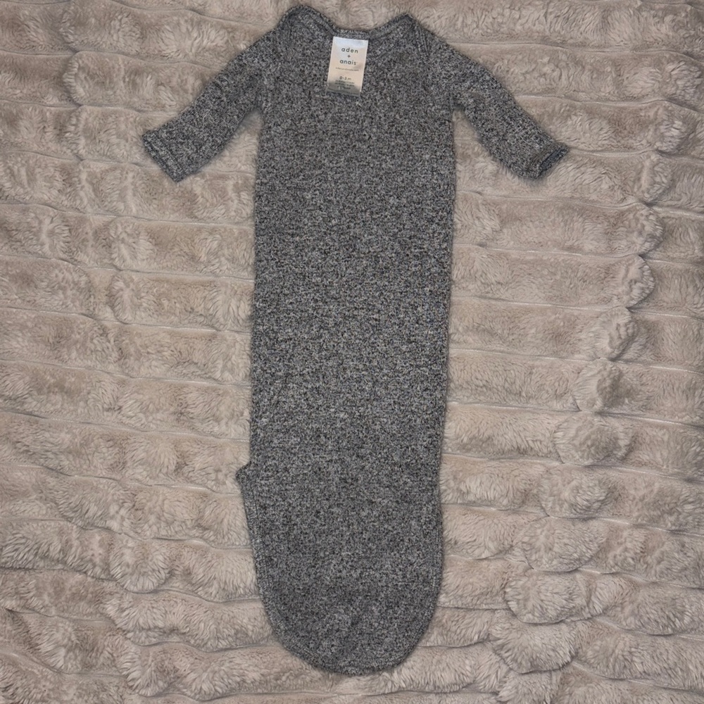 Aden + anis bamboo heather grey newborn knotted gown